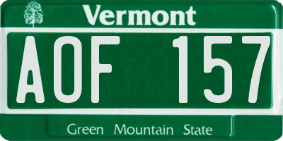 VT license plate AOF157