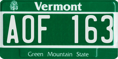 VT license plate AOF163