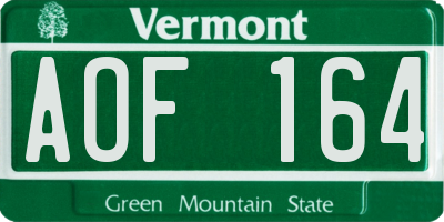VT license plate AOF164