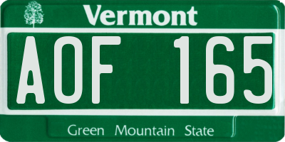 VT license plate AOF165