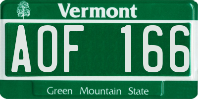 VT license plate AOF166