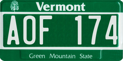 VT license plate AOF174
