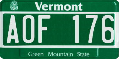 VT license plate AOF176