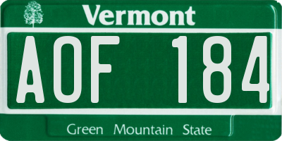 VT license plate AOF184