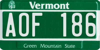 VT license plate AOF186