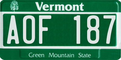 VT license plate AOF187