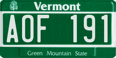 VT license plate AOF191