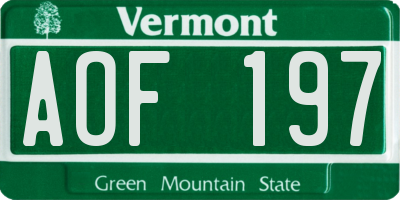 VT license plate AOF197