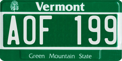 VT license plate AOF199