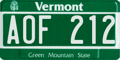 VT license plate AOF212
