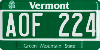 VT license plate AOF224
