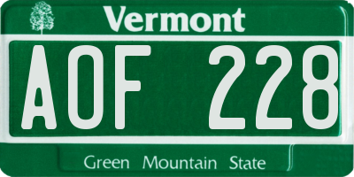 VT license plate AOF228