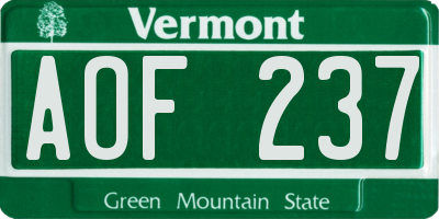 VT license plate AOF237