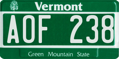 VT license plate AOF238