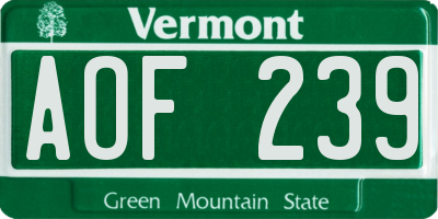 VT license plate AOF239