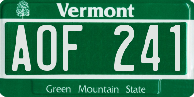 VT license plate AOF241