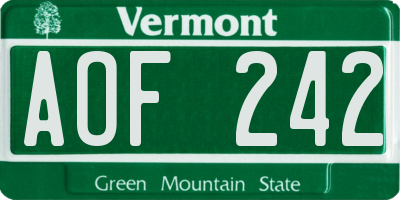 VT license plate AOF242
