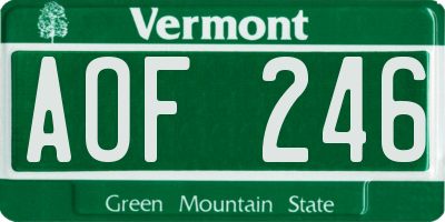 VT license plate AOF246