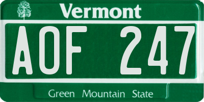 VT license plate AOF247