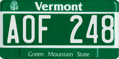 VT license plate AOF248