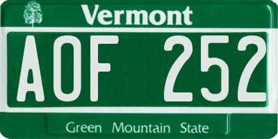 VT license plate AOF252