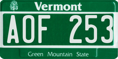 VT license plate AOF253
