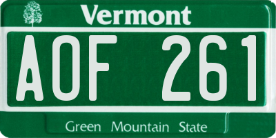 VT license plate AOF261