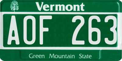 VT license plate AOF263