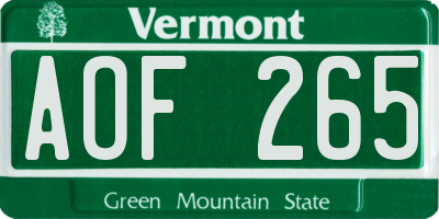 VT license plate AOF265
