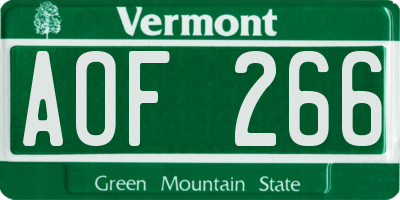 VT license plate AOF266
