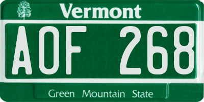 VT license plate AOF268