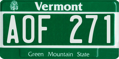 VT license plate AOF271
