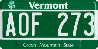 VT license plate AOF273