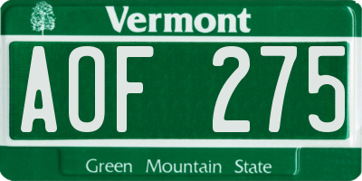 VT license plate AOF275