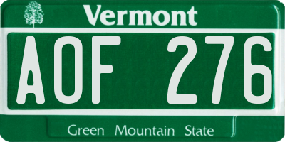 VT license plate AOF276