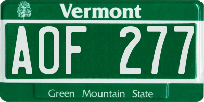 VT license plate AOF277