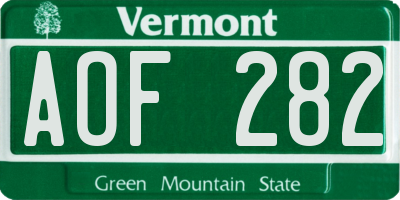 VT license plate AOF282