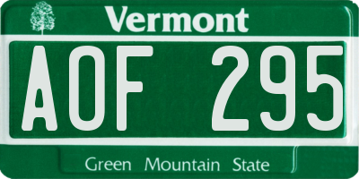 VT license plate AOF295