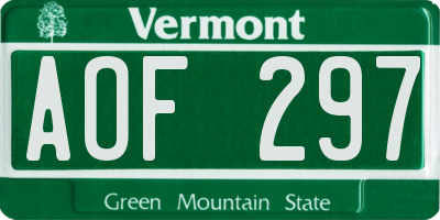 VT license plate AOF297