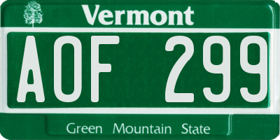 VT license plate AOF299
