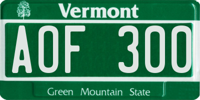 VT license plate AOF300