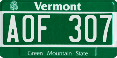 VT license plate AOF307