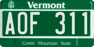 VT license plate AOF311