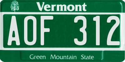 VT license plate AOF312