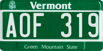 VT license plate AOF319