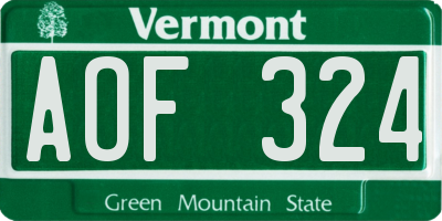 VT license plate AOF324