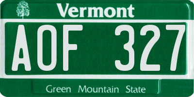 VT license plate AOF327