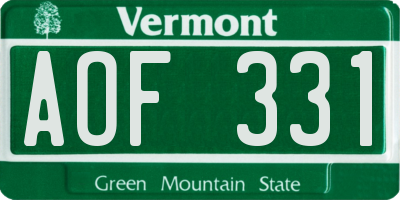 VT license plate AOF331