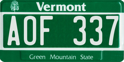 VT license plate AOF337