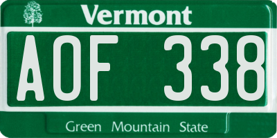 VT license plate AOF338